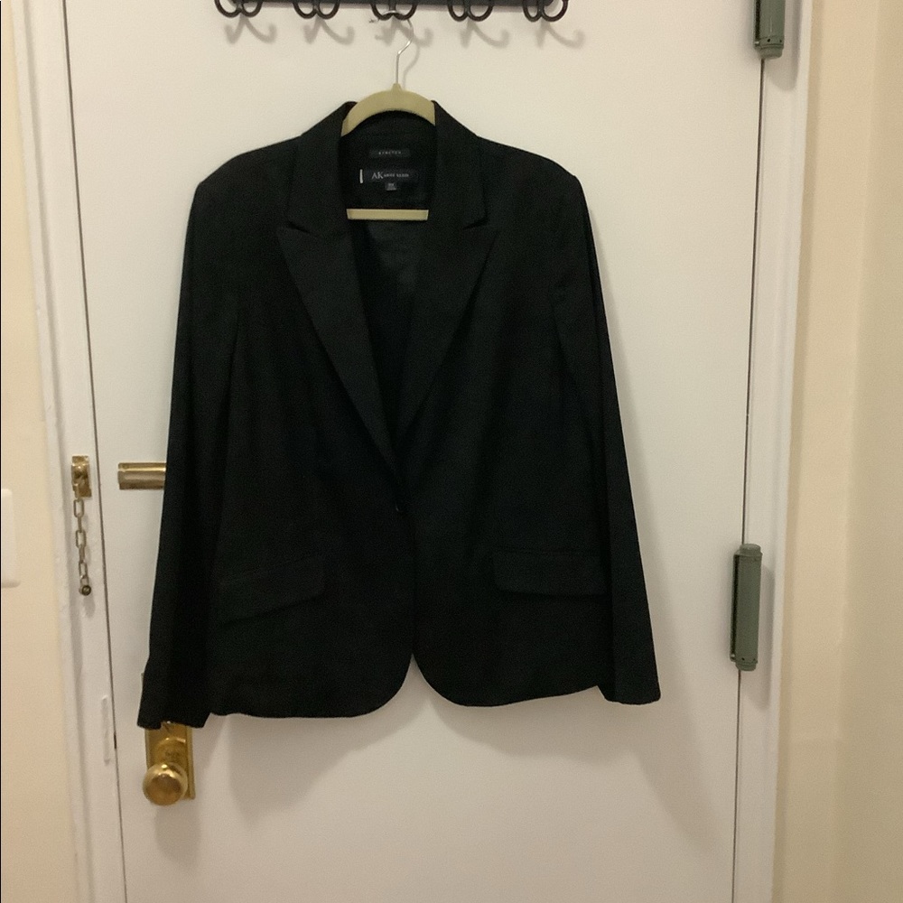 Ann Klein Stretch Size 18W Black One Button Blazer
